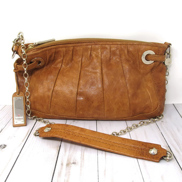 Michele Handbags - MICHELE Brown Purse Bag Chain Link Shoulder Strap